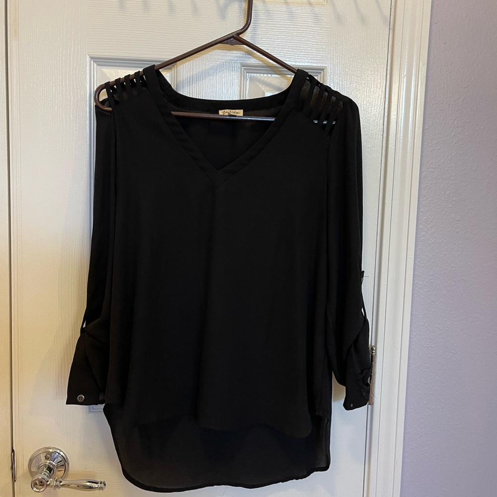 Black Lily White tunic with Open Shoulder